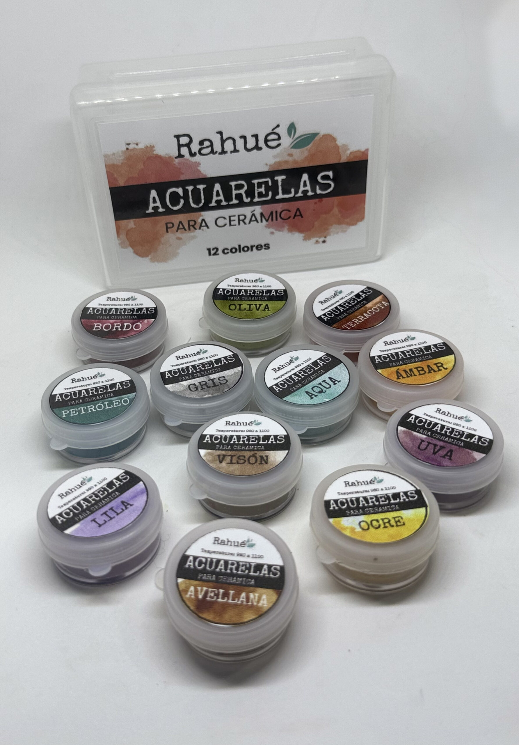 Caja de 12 Acuarelas Cerámicas Rahué: listos para usar (CAJA ROJA)